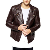 Men's Brown Leather Motorcycle Jacket MJ029
