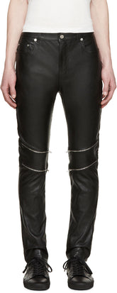 Men's Slim Fit Leather Pants with Knee Zippers MP30