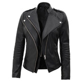 Women’s Lambskin Leather Motorcycle Jacket WJ077