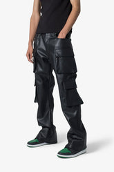 Men's Lambskin Leather Baggy Fit Utility Pants MP34