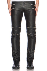 Men’s Slim Fit Leather Pants with Edgy Zipper Accents MP24