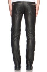 Men’s Slim Fit Leather Pants with Edgy Zipper Accents MP24