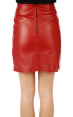 Women's Red Leather Pencil Skirt Above the Knee WS16