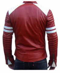 Men's Motorcycle Leather Jacket Red MJ007 - Travel Hide