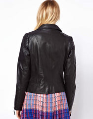 Women's Genuine Leather Motorcycle Jacket Black WJ001 - Travel Hide