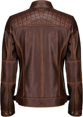 Women's Vintage Distressed Leather Biker Jackets WD03