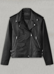 Hilary Duff Inspired Noir Black Leather Jacket