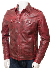 Men's Vintage Burgundy Leather Jacket MG09