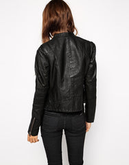 Women's Black Genuine Leather Motorcycle Jacket WJ037