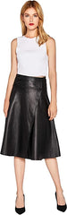 Women’s High Waisted A-Line Knee Length Leather Skirt WS42