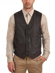 Men's Urban Slim Fit Leather Vest MV04