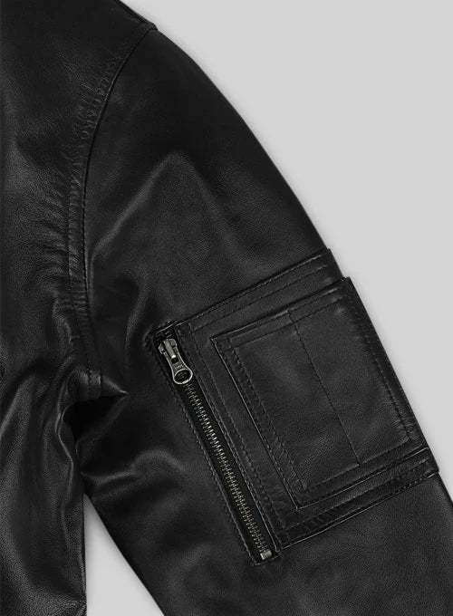 Men's Black Genuine Leather Bomber Jacket MZ02