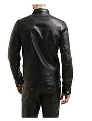 Men's Black Stylish Leather Shirt MS22