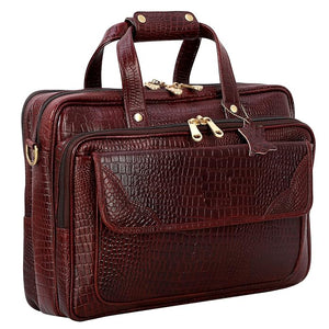 Premium Croc Brown Leather Office & Messenger Bag LB014