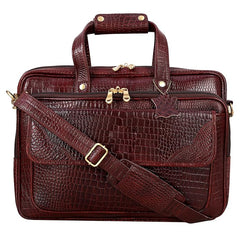 Premium Croc Brown Leather Office & Messenger Bag LB014