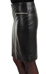 Women's Leather Pencil Skirt with Front Zipper WS15