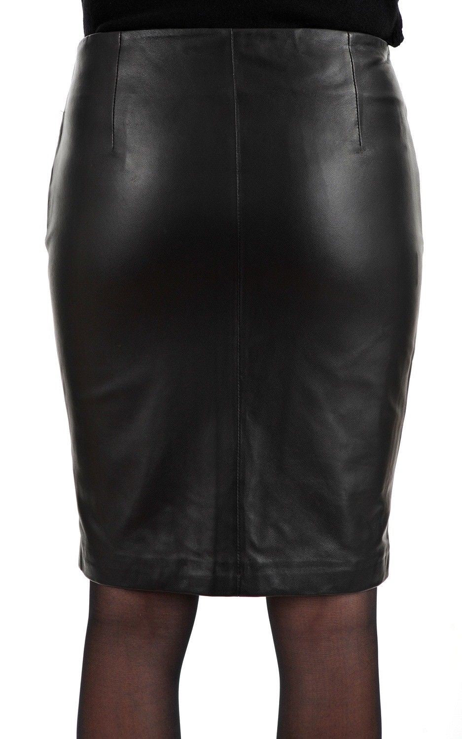 Women's Leather Pencil Skirt with Front Zipper WS15