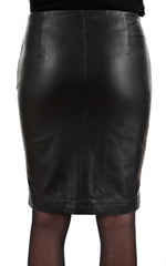 Women's Leather Pencil Skirt with Front Zipper WS15