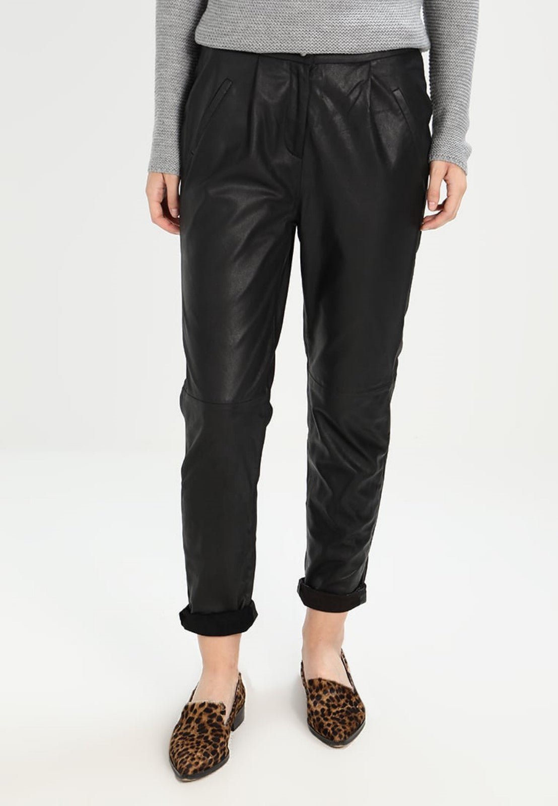 Women's Slim Fit Leather Pants with Satin Lining WP21