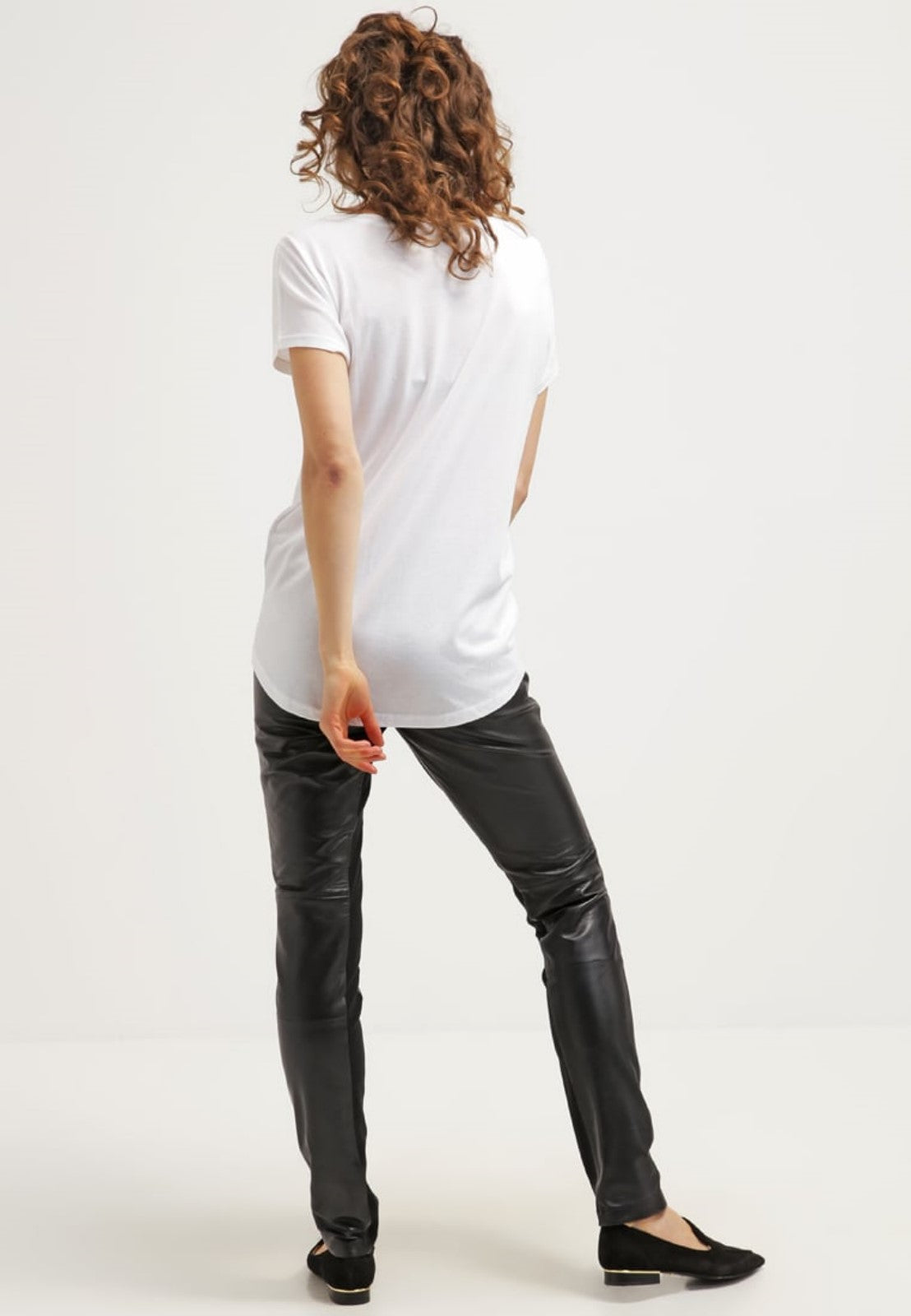 Women's Sleek Slim Fit Black Leather Pants WP15