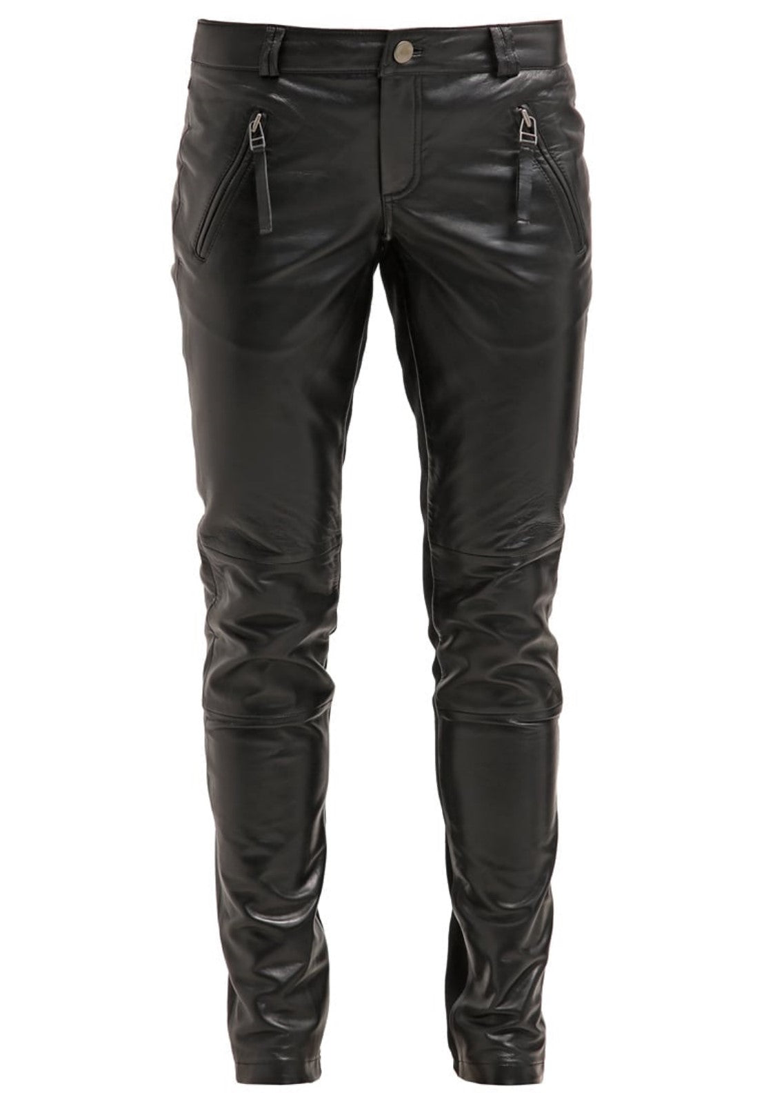 Women's Sleek Slim Fit Black Leather Pants WP15