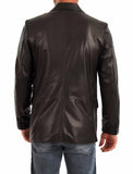 Men's TWO BUTTON Black Leather Blazer TB015 - Travel Hide