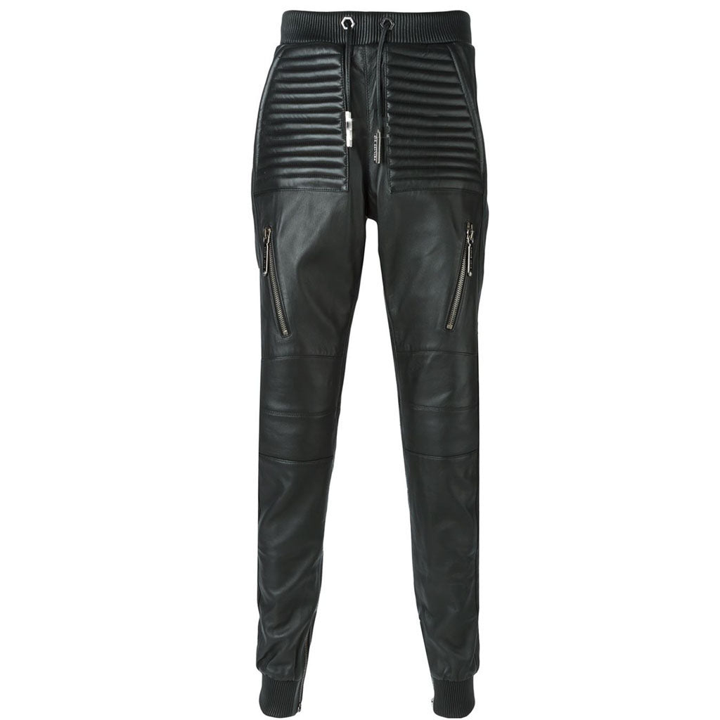 Men's Quilted Genuine Leather Biker Pants MP20