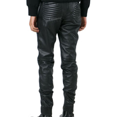 Men's Quilted Genuine Leather Biker Pants MP20