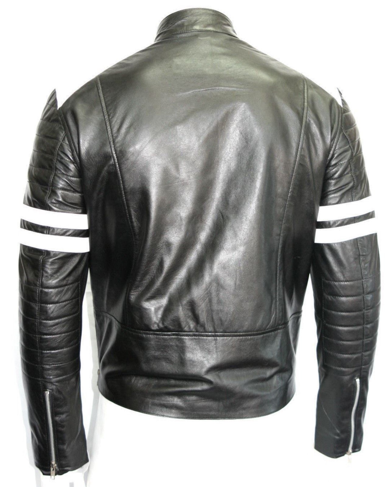 Men's Quilted Leather Motorcycle Jacket MJ045