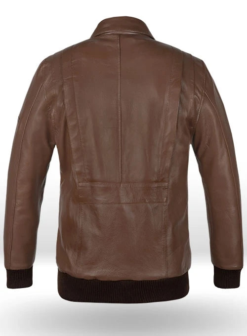 Men's Brown Genuine Leather Bomber Jacket MZ03