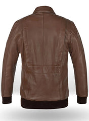 Men's Brown Genuine Leather Bomber Jacket MZ03