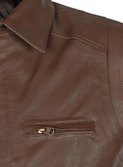 Men's Brown Genuine Leather Bomber Jacket MZ03