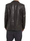 Men's TWO BUTTON Black Leather Blazer TB016 - Travel Hide