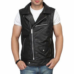 Men’s Sleek Slim Fit Leather Vest Coat MV11