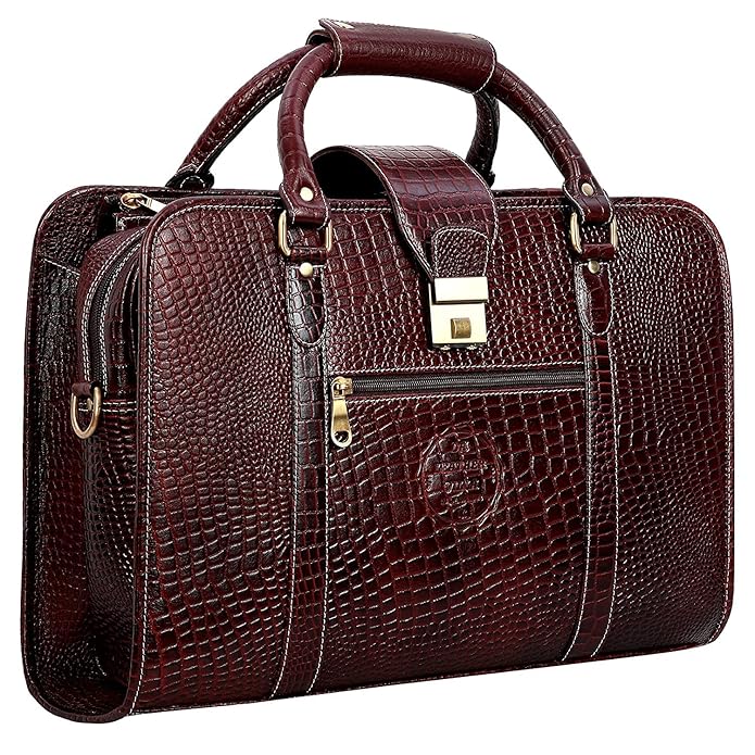 Premium Croc Brown Leather Office & Messenger Bag LB019