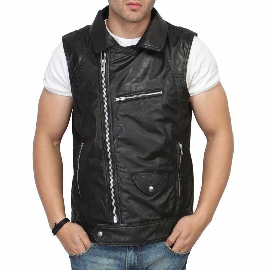 Men’s Sleek Slim Fit Leather Vest Coat MV11