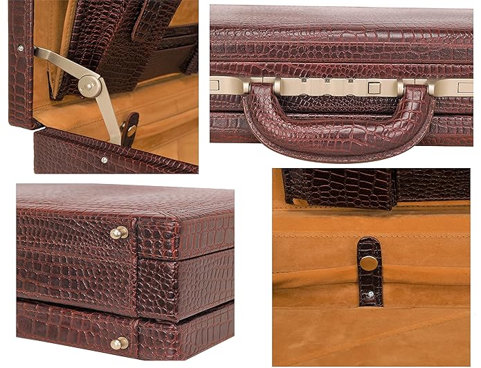 Leather Briefcase with Expandable Design and Security Number Lock