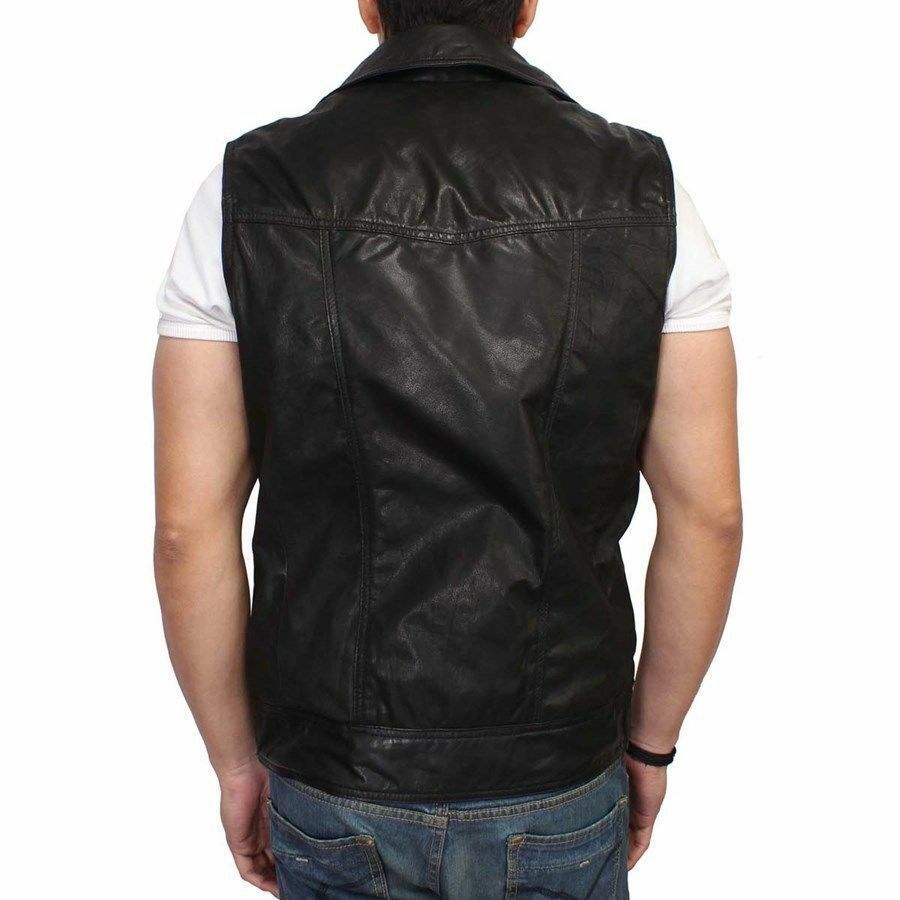 Men’s Sleek Slim Fit Leather Vest Coat MV11