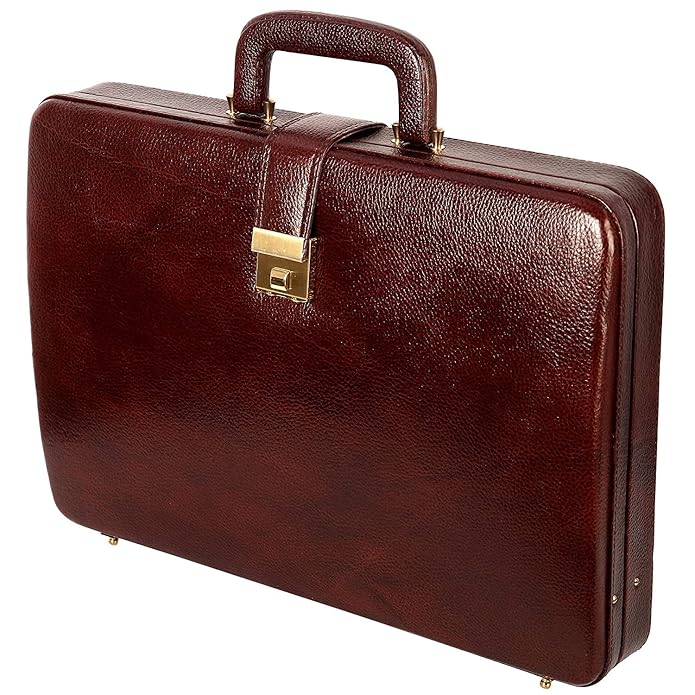 17 Inch Expandable Genuine Leather Briefcase for Office