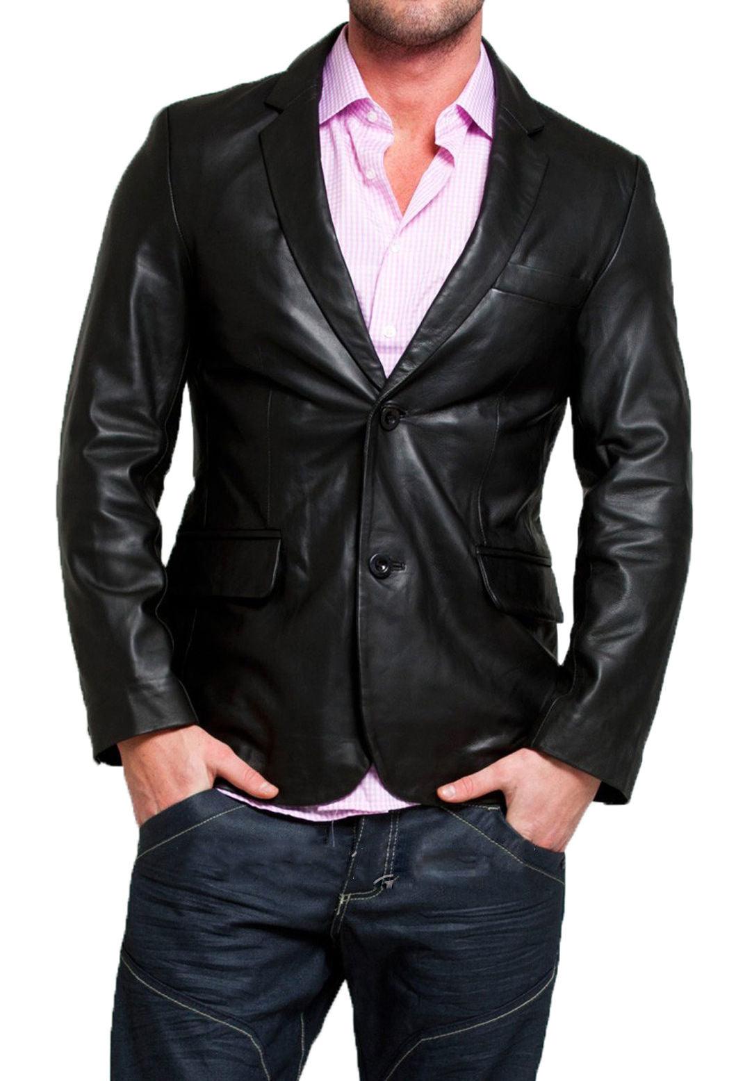 Men's TWO BUTTON Stylish Leather Blazer TB012 - Travel Hide