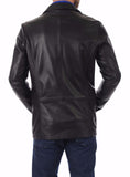 Men's TWO BUTTON Black Leather Blazer TB019 - Travel Hide
