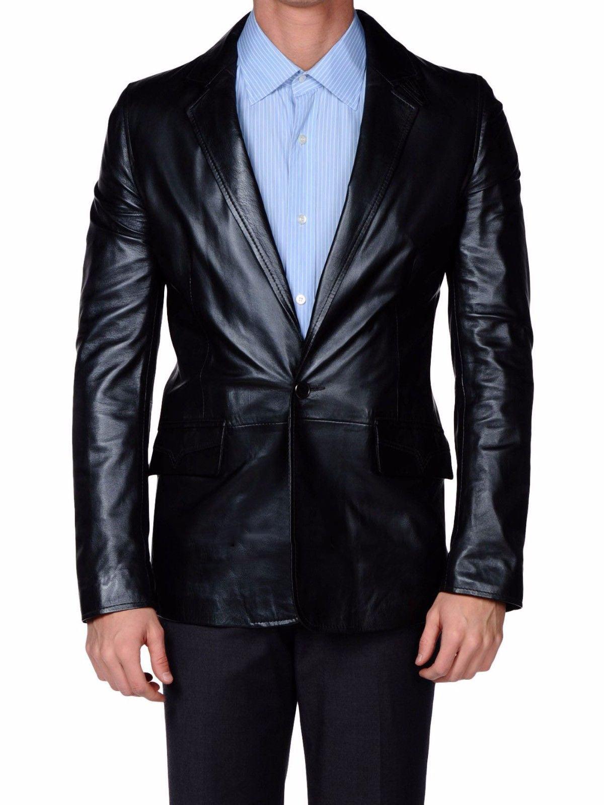 Men's ONE BUTTON Leather Blazer TB008 - Travel Hide