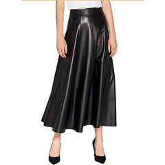 Women’s Lambskin Leather A-Line Midi Skirt WS39