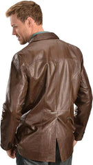 Men’s Classic Two Button Lambskin Brown Leather Blazer TB032