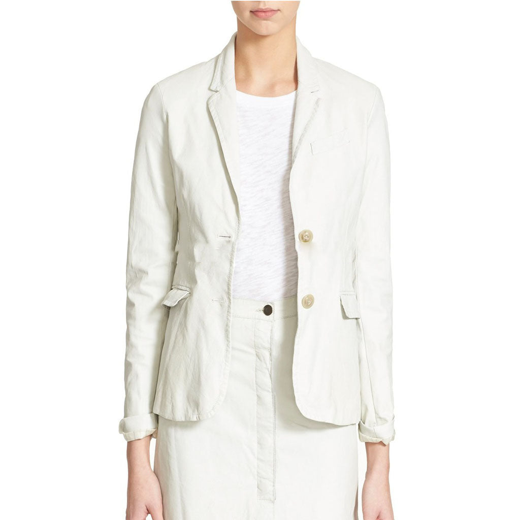 Women's Sophisticated White Leather Blazer WB03