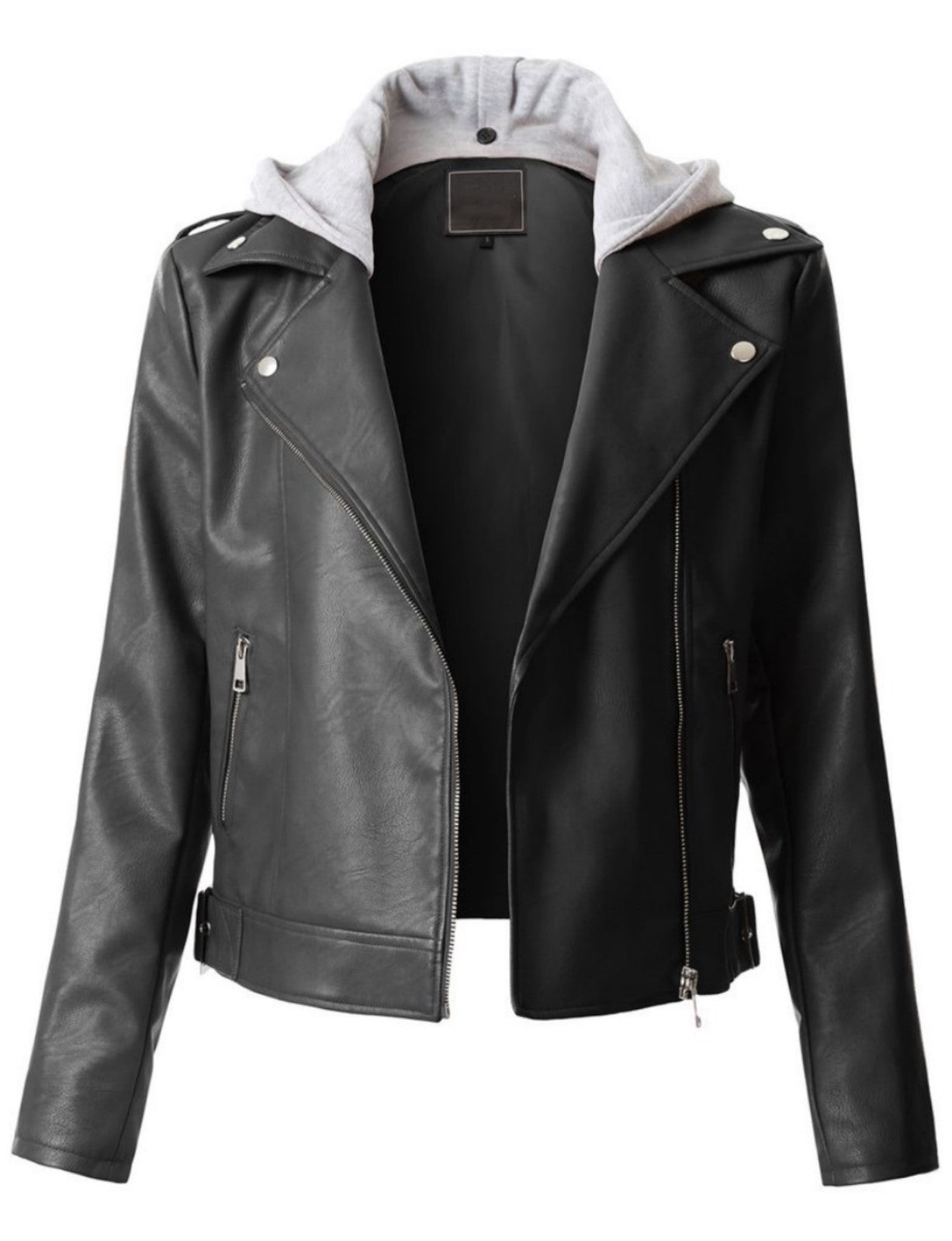 Women's Hooded Genuine Leather Jacket WJ053