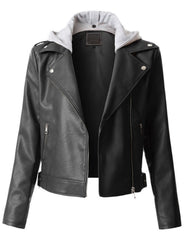 Women's Hooded Genuine Leather Jacket WJ053