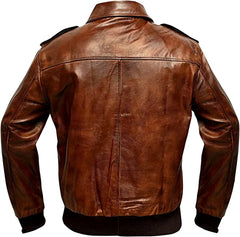 Men’s Vintage Brown Leather Bomber Jacket MG12