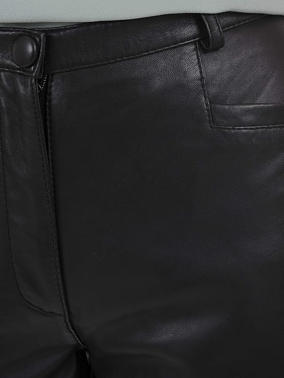 Sleek Women's Slim Fit Genuine Leather Pants WP24