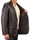 Men's TWO BUTTON Dark Brown Leather Blazer TB014